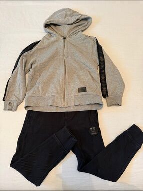 Munster Grey Zip Hoodie with Black Trim and Black Joggers Set
